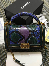 CC original python leather le boy handbag A94804 blackish green&blue