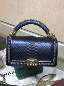 CC original python leather le boy handbag A94804 blue