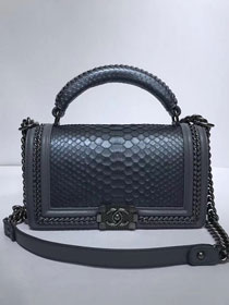 CC original python leather medium le boy handbag A94804 charcoal gray