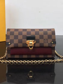 Louis vuitton original damier canvas vavin chain wallet N60222 burgundy