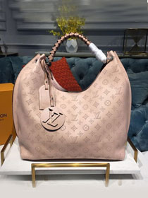 2019 louis vuitton original mahina leather carmel hobo bag M52950 light pink