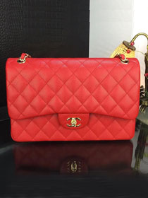 CC original handmade grained calfskin large flap bag A58600 red