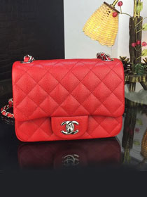 CC original handmade grained calfskin super mini flap bag HA35200 red