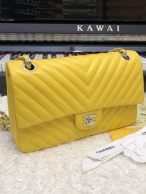 CC original lambskin medium double flap bag A01112-2 yellow