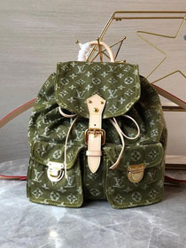 2020 Louis vuitton original denim backpack M44460 green