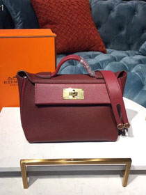 Hermes original togo leather small kelly 2424 bag H03698 bordeaux