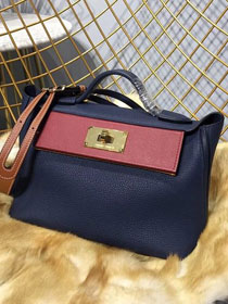 Hermes togo leather kelly 2424 bag H03699 royal blue