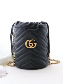 2019 GG original calfskin marmont mini bucket bag 575163 black