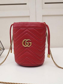 2019 GG original calfskin marmont mini bucket bag 575163 red