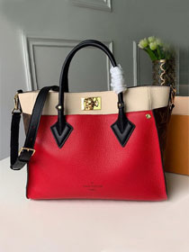 louis vuitton original calfskin on my side tote bag M53824 red