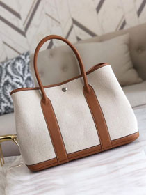 Hermes original canvas large garden party 36 bag G36 white&coffee