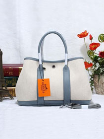 Hermes canvas garden party 30 bag G30 white&light blue