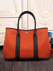 Hermes handmade original canvas garden party 36 bag G36 orange&black