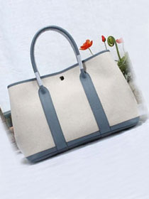 Hermes handmade original canvas garden party 36 bag G36 white&light blue