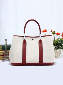 Hermes original canvas small garden party 30 bag G30 white&bordeaux