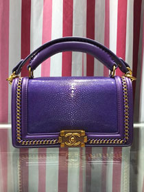 CC original stingray skin boy handbag A94804 purple