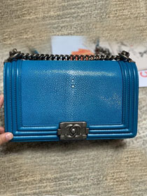 CC original genuine stingray skin boy bag A67086 blue