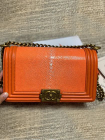 CC original genuine stingray skin boy bag A67086 orange