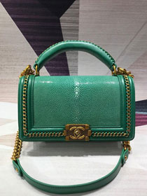 CC original stingray skin boy handbag A94804 green