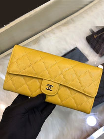 CC grained classic long flap wallet A80758 yellow