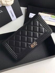 CC lambskin boy long flap wallet A80815 black