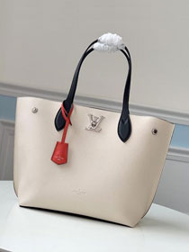 2021 louis vuitton original calfskin lockme cabas tote M55237 white