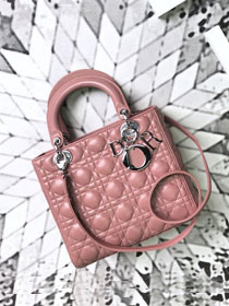 Dior original lambskin lady dior bag 44551 pink