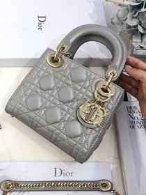 Dior original lambskin mini lady dior bag M0505 grey