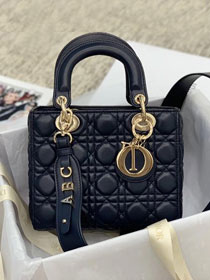 Dior original lambskin small my ABCdior bag M0538 navy blue