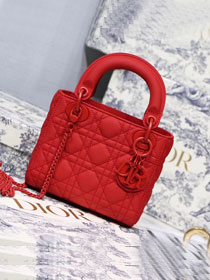 2019 Dior original lambskin mini lady dior ultra-matte bag M0505 red