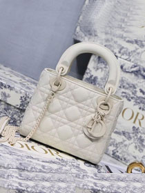 2019 Dior original lambskin mini lady dior ultra-matte bag M0505 white