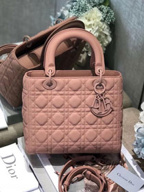 2019 Dior original lambskin medium lady dior ultra-matte bag M0565 nude