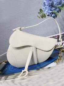 2019 Dior original calfskin mini ultra-matte saddle bag M0447 white