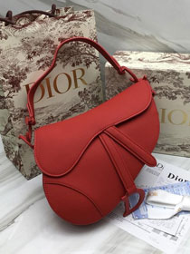 2019 Dior original calfskin ultra-matte saddle bag M0446 red