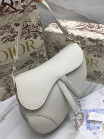 2019 Dior original calfskin ultra-matte saddle bag M0446 white