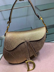 2019 Dior original grained calfskin saddle bag M0446 gold