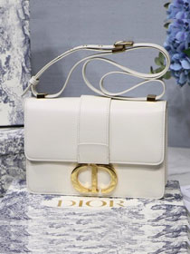 Dior original smooth calfskin 30 montaigne flap bag M9203 white