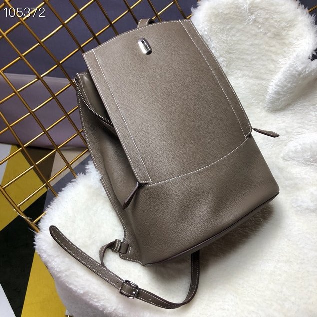 Hermes original handmade evercolour leather GR24 backpack H024 grey