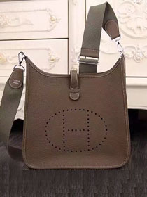 Hermes original togo leather evelyne pm shoulder bag E29 etoupe grey