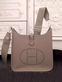 Hermes original togo leather evelyne pm shoulder bag E29 gray