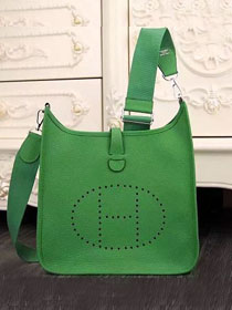 Hermes original togo leather evelyne pm shoulder bag E29 green