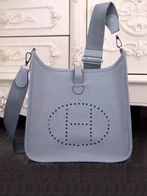 Hermes original togo leather evelyne pm shoulder bag E29 light blue