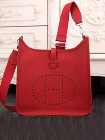 Hermes original togo leather evelyne pm shoulder bag E29 red