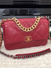 2020 CC original lambskin 19 large flap bag AS1161 wine red