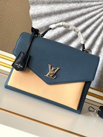 louis vuitton original calfskin mylockme bag M55323 blue&beige