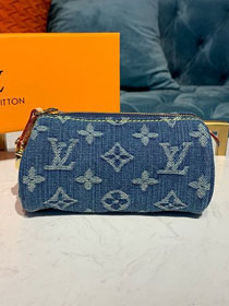 Louis vuitton original monogram denim clutch m58117 blue