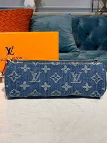 Louis vuitton original monogram denim clutch m58118 blue