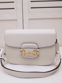 2021 GG original calfskin 1955 horsebit shoulder bag 602204 white