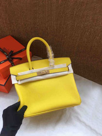 Hermes soft calf leather birkin 25 bag H25-5 yellow