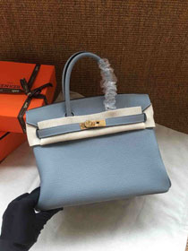 Hermes soft calf leather birkin 30 bag H30-5 light blue